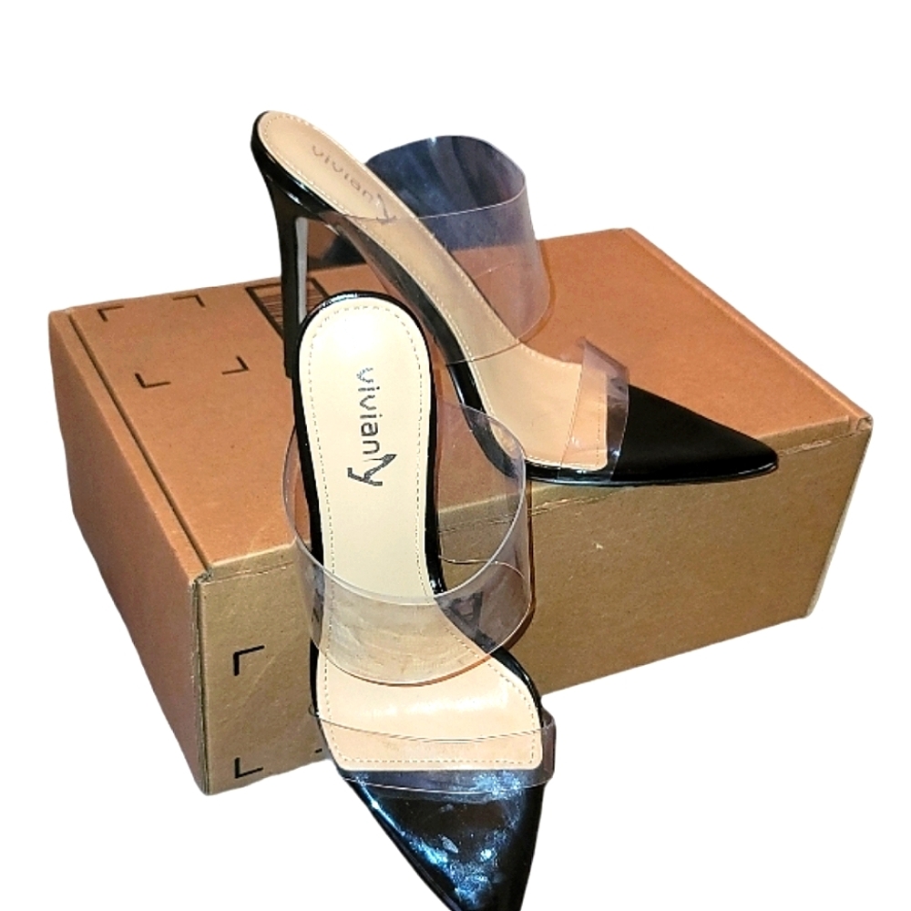 vivianly Clear Pointed Toe Heels Sandals Stiletto Heels Transpa-10 brand vivian